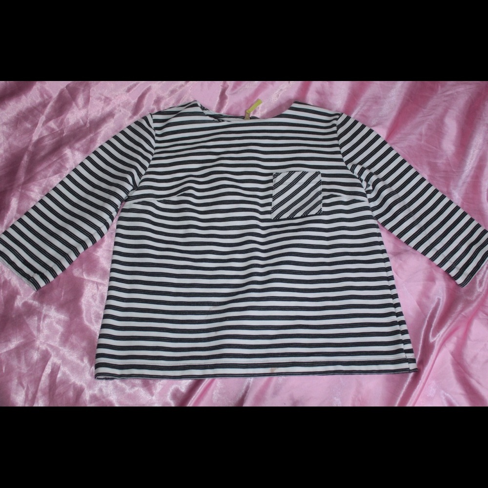 Black & White Boat Neck Striped Top